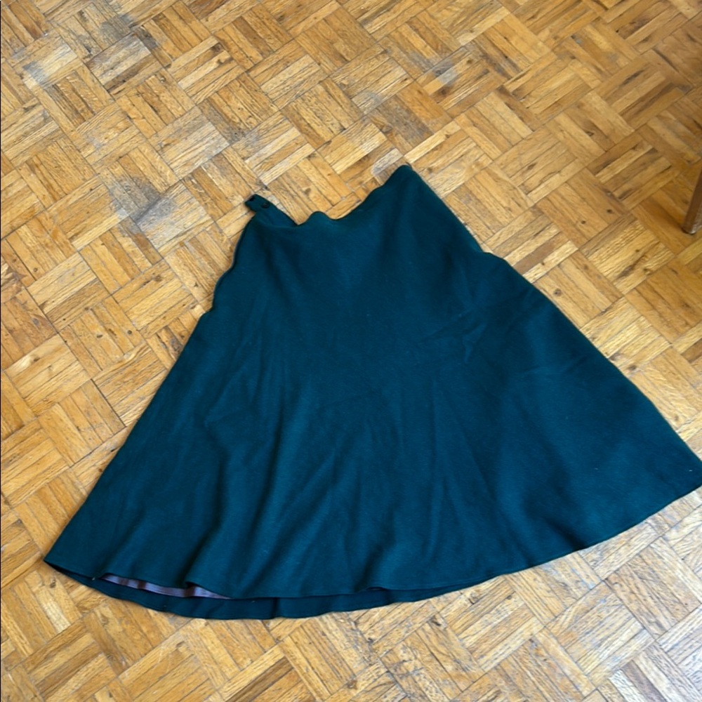 Green wool handmade vintage maxi skirt